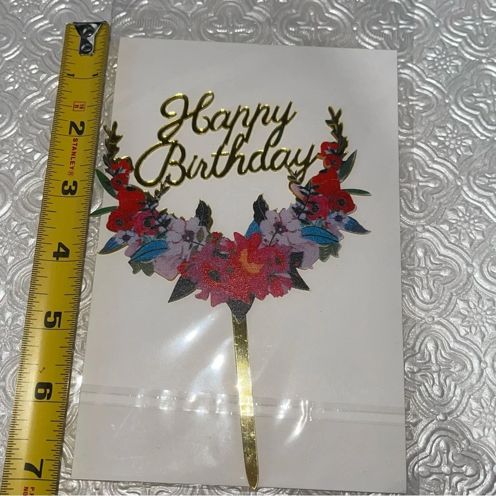 Cake Topper | Birthday Cake | Birthday Cake Topper - New- Happy Birthday- Floral